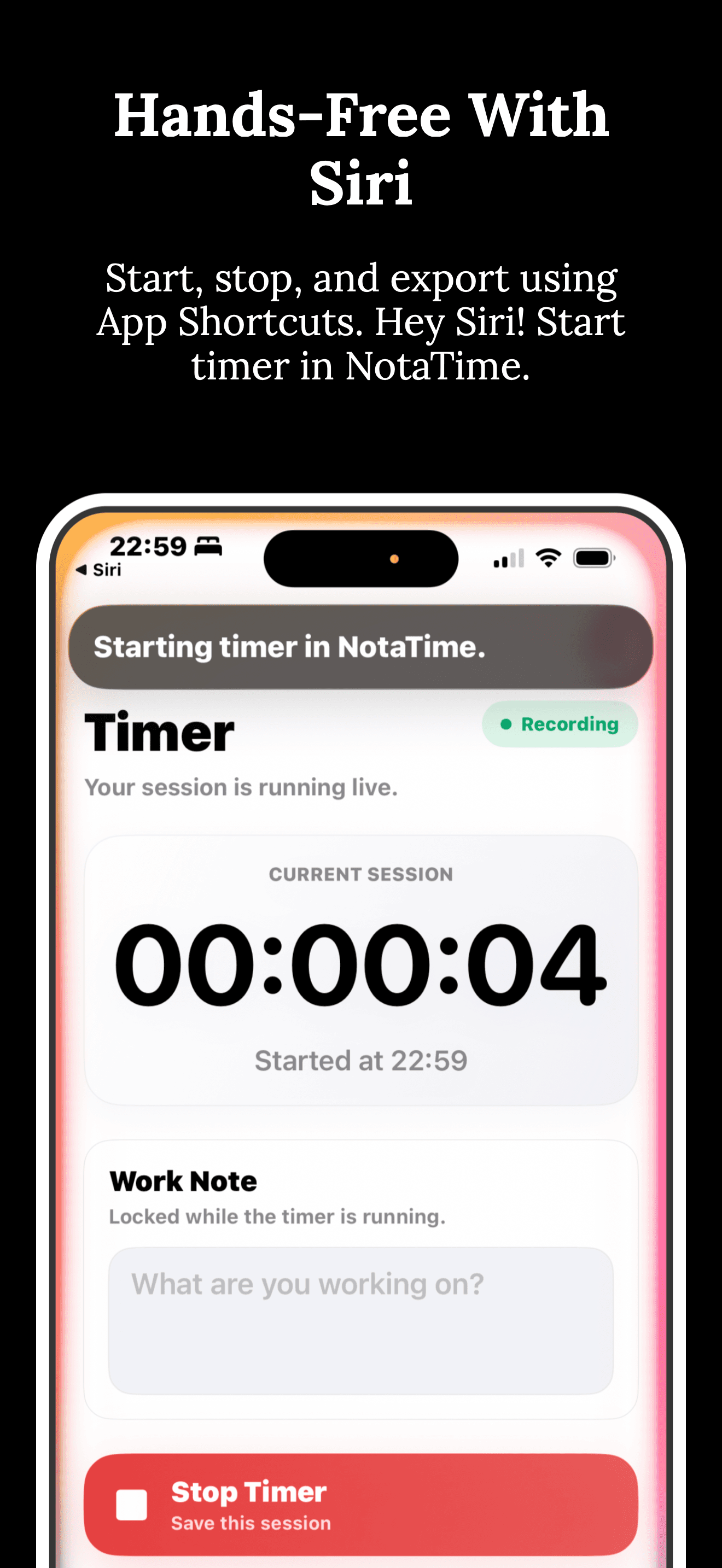 NotaTime overview screen