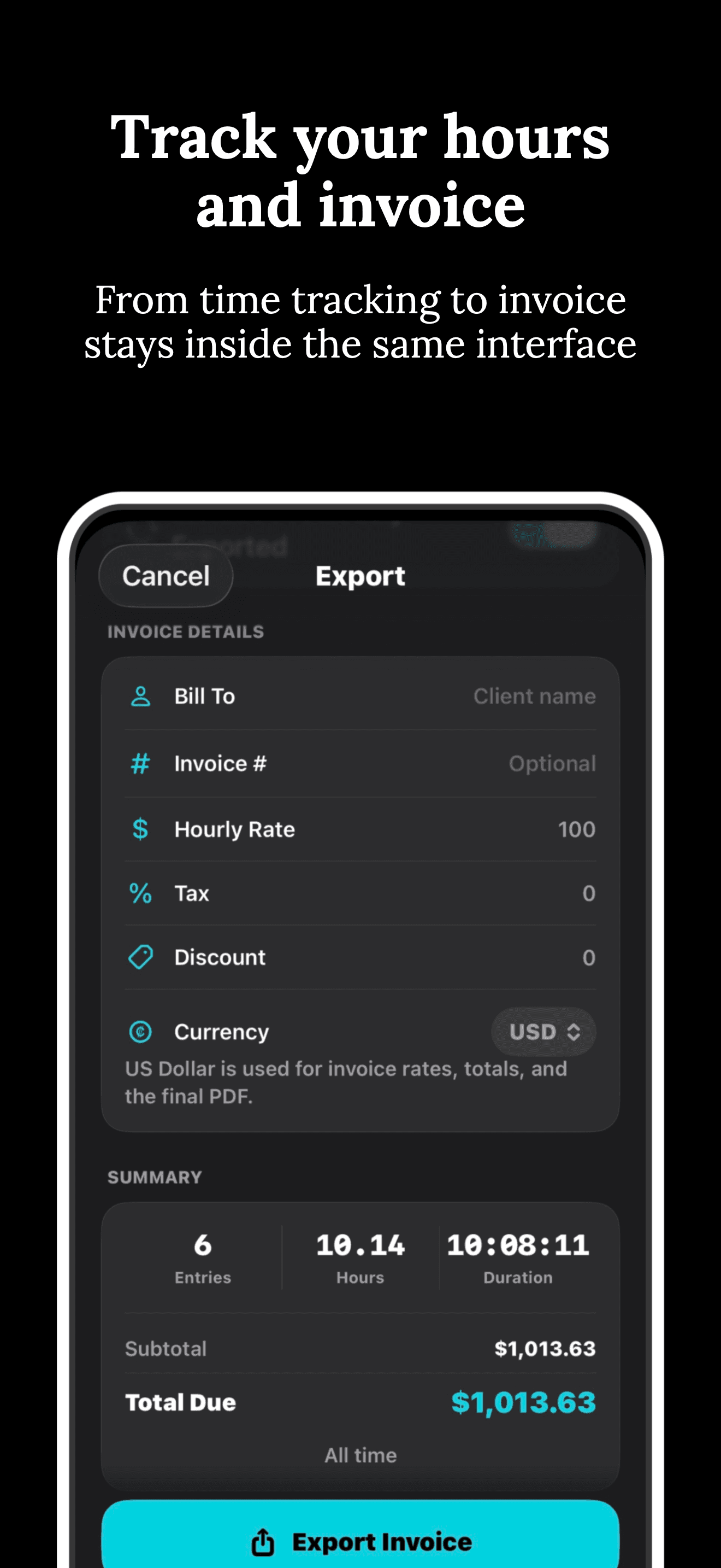 NotaTime insights screen