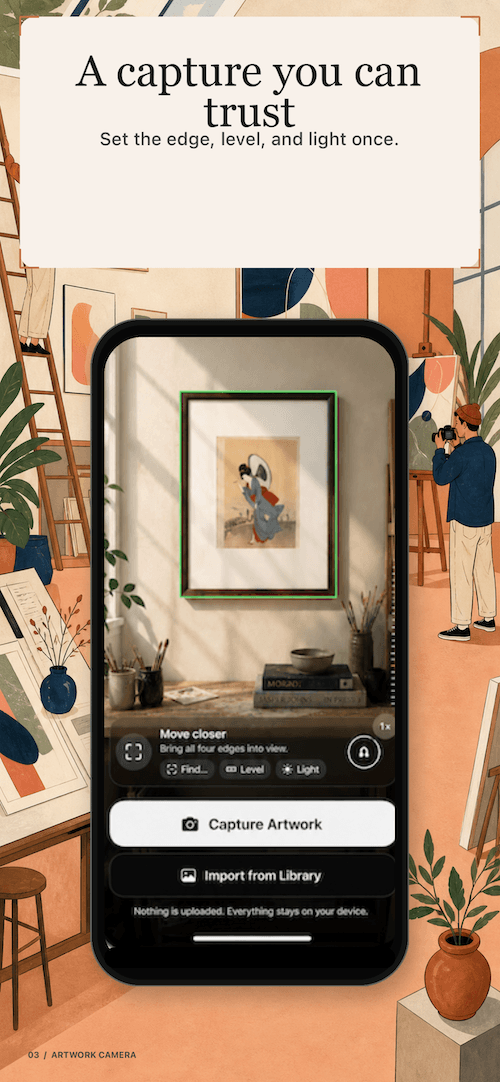 Artwork Camera capture view framing a painting