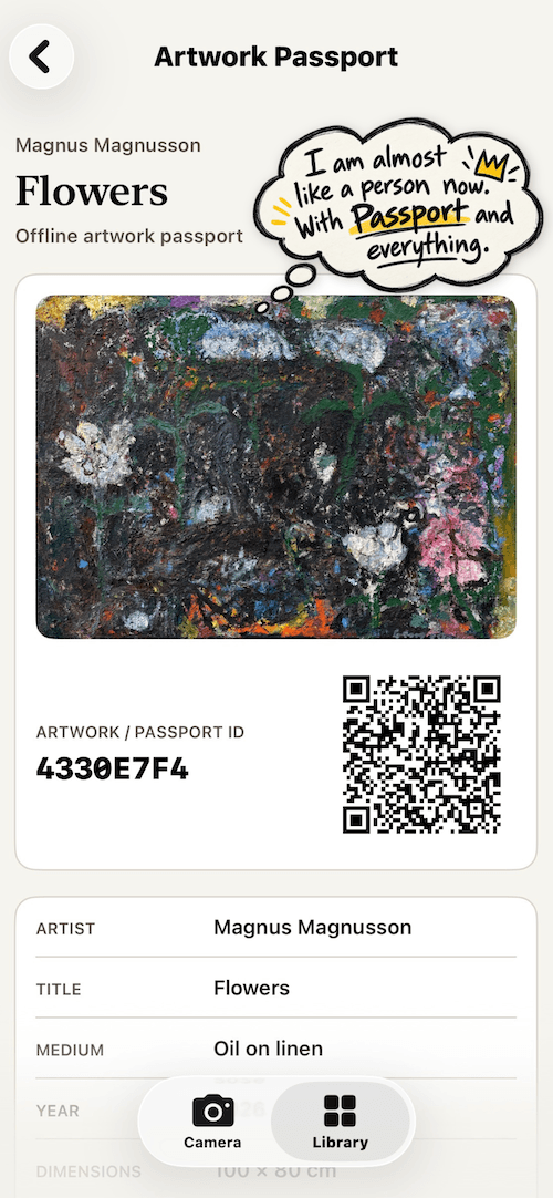 Artwork Camera offline artwork passport