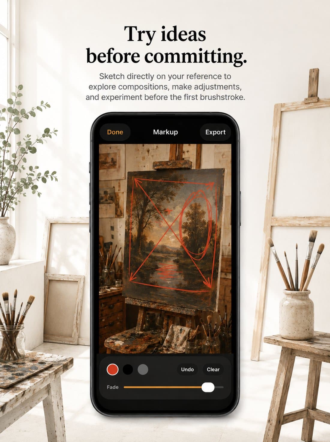 Painting Mirror — Markup, try ideas before committing