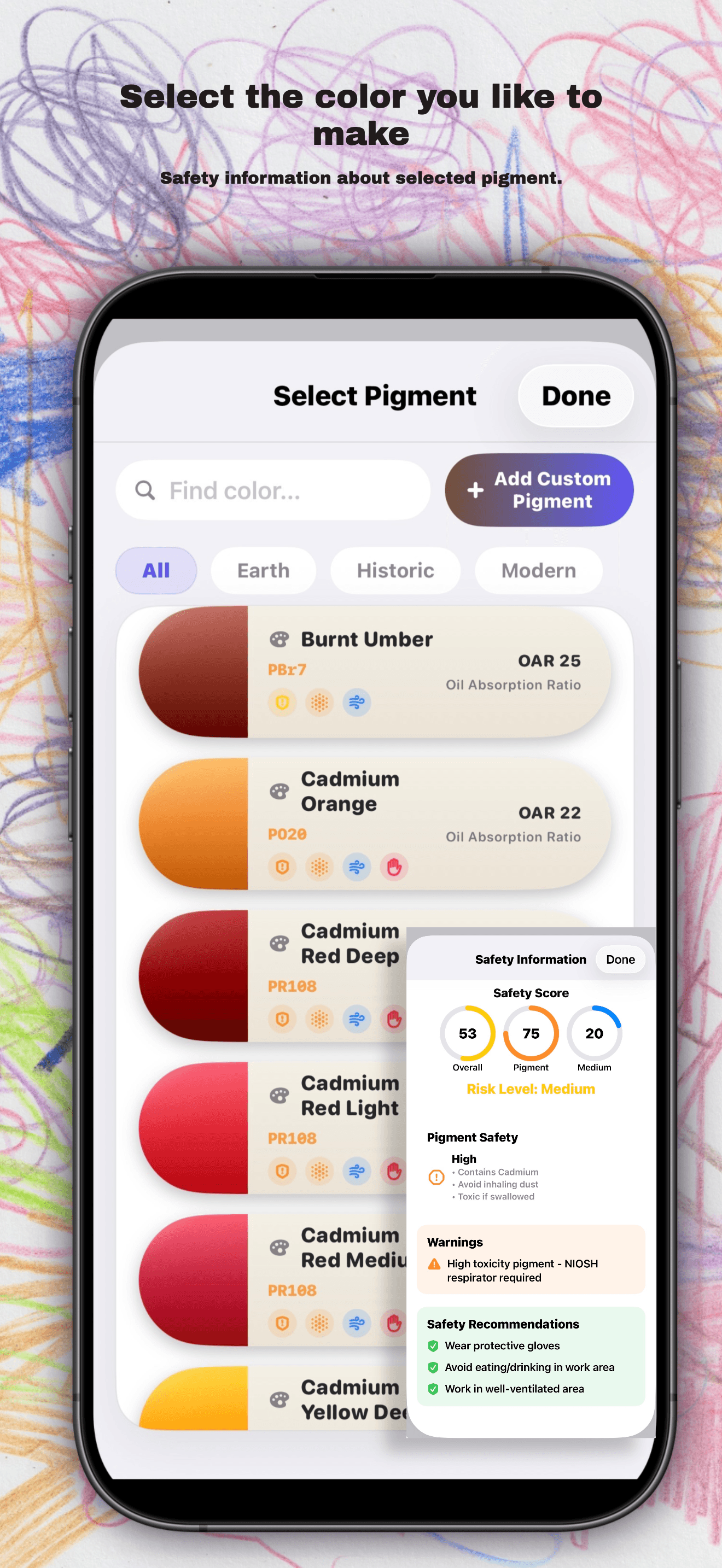 Wax & Pigment pigment profiles screenshot